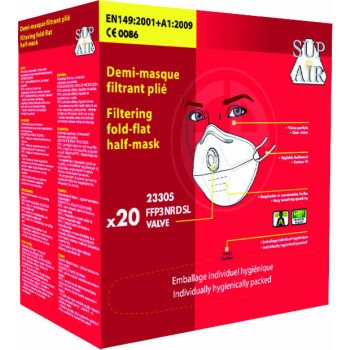 Boîte de 20 masques FFP3 pliables jetables avec valve