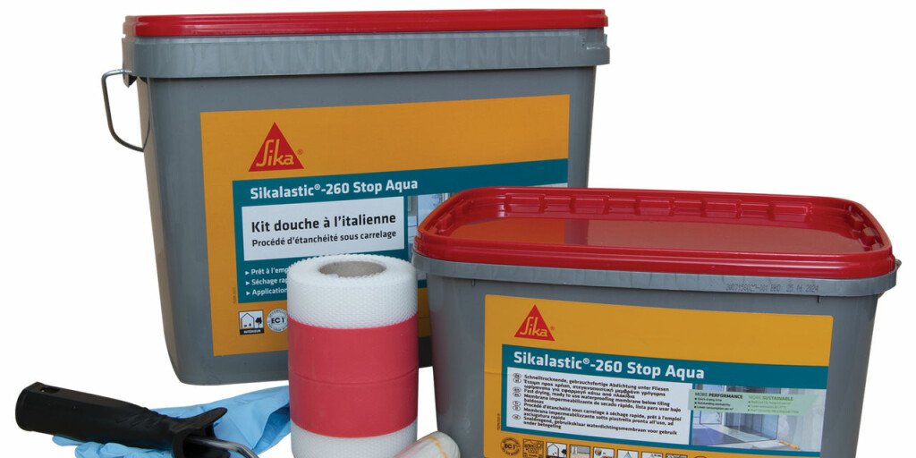 Kit douche à l'italienne SIKA - Étanchéité sous carrelage Sikalastic 260  Stop Aqua - 8m² - Espace Bricolage